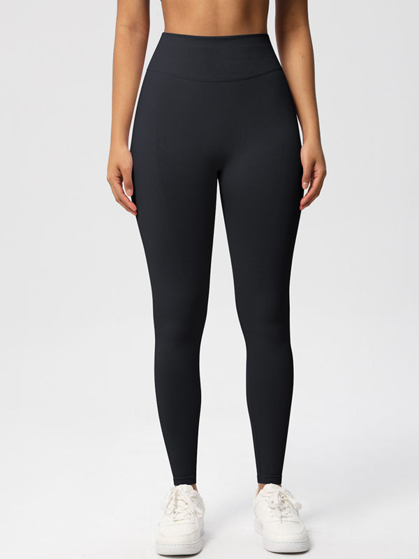 Flexvibe High Waisted Seamless Yoga Leggings - Solid Color Butt Lifting Tummy Control 4-Way Stretch