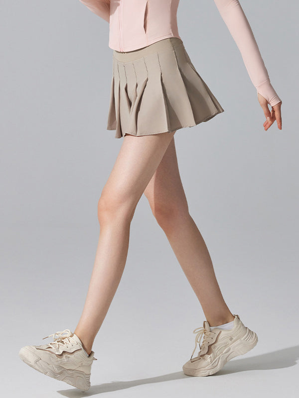 Flexvibe High Waist Layered Split Pleated Skirt - Flowy Versatile Womens Casual Formal