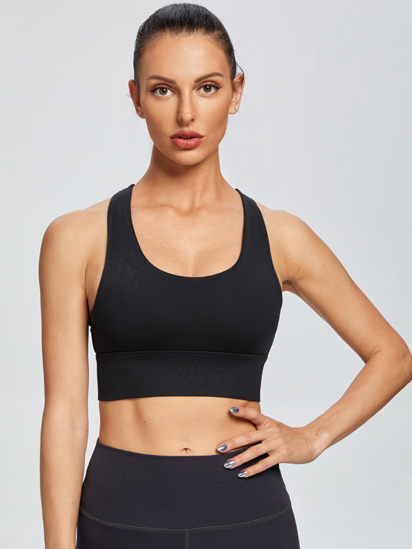 Flexvibe Tank Style Push Up Bra Crisscross Back Anti-Bounce for Gym Run