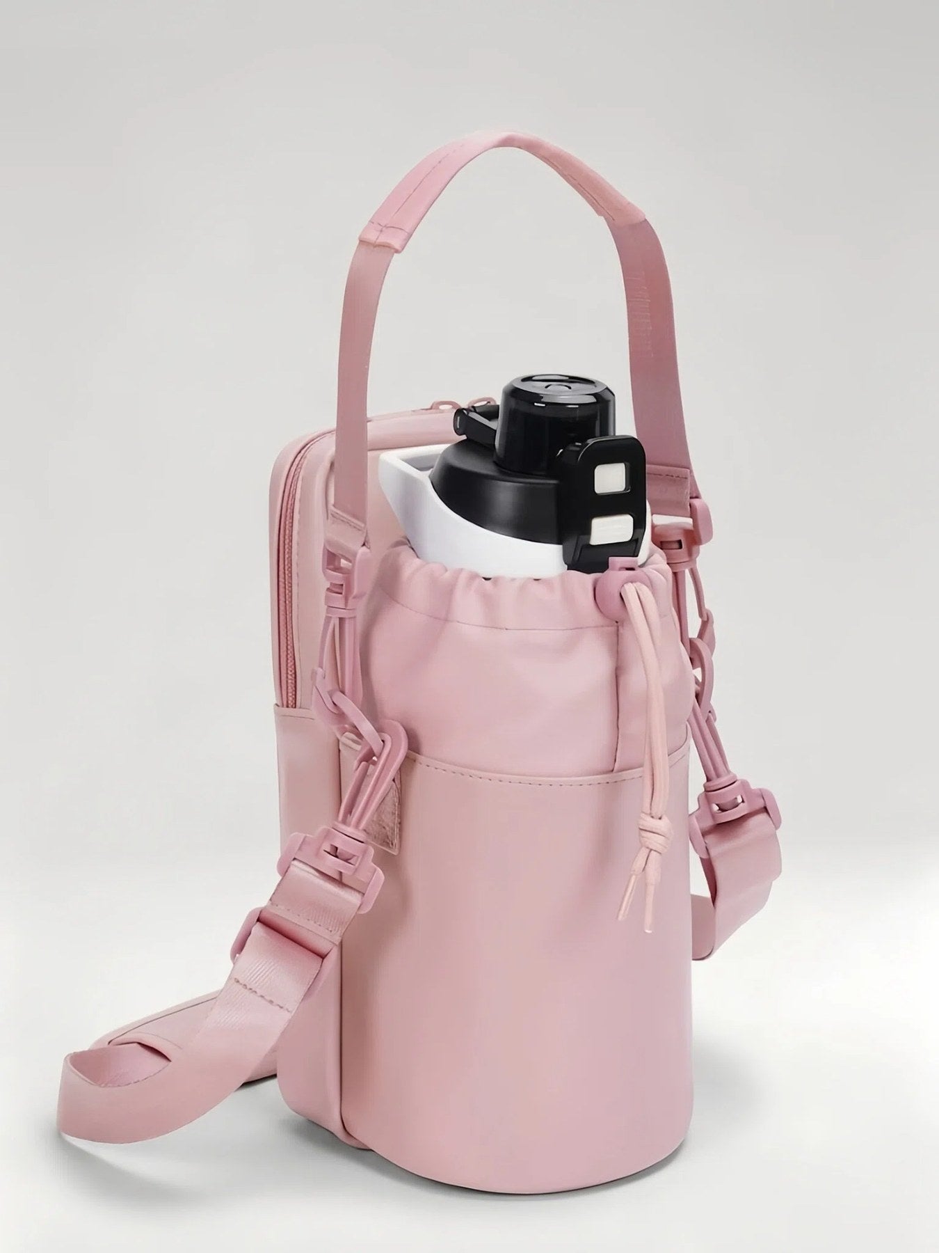 Flexvibe Sport Water Bottle Crossbody Bag | Gym Bottle Carrier Sling Bag for Women - Blush Pink