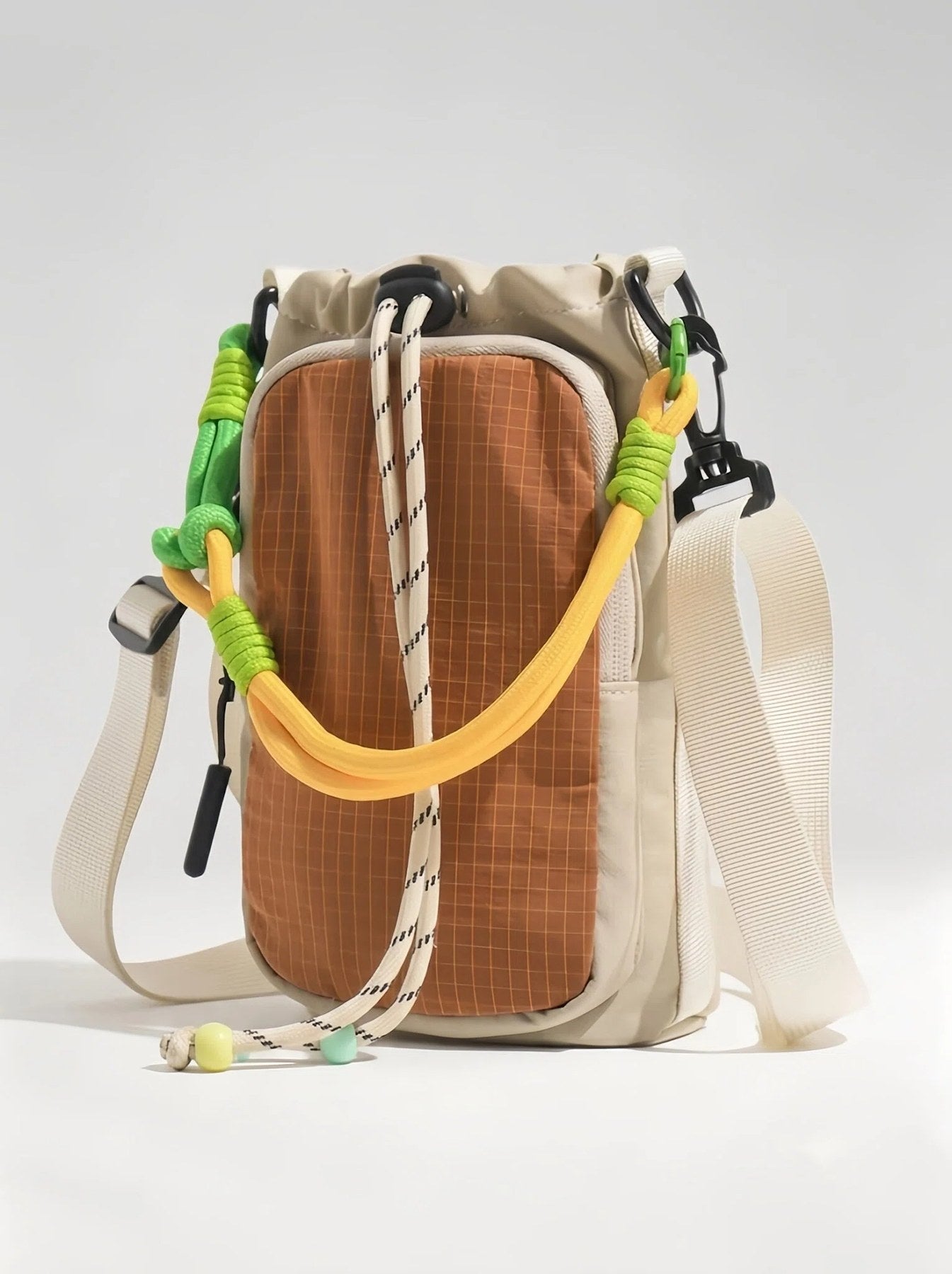 Flexvibe Drawstring Water Bottle Crossbody Bag | Outdoor Tumbler Carrier for Women - Ivory