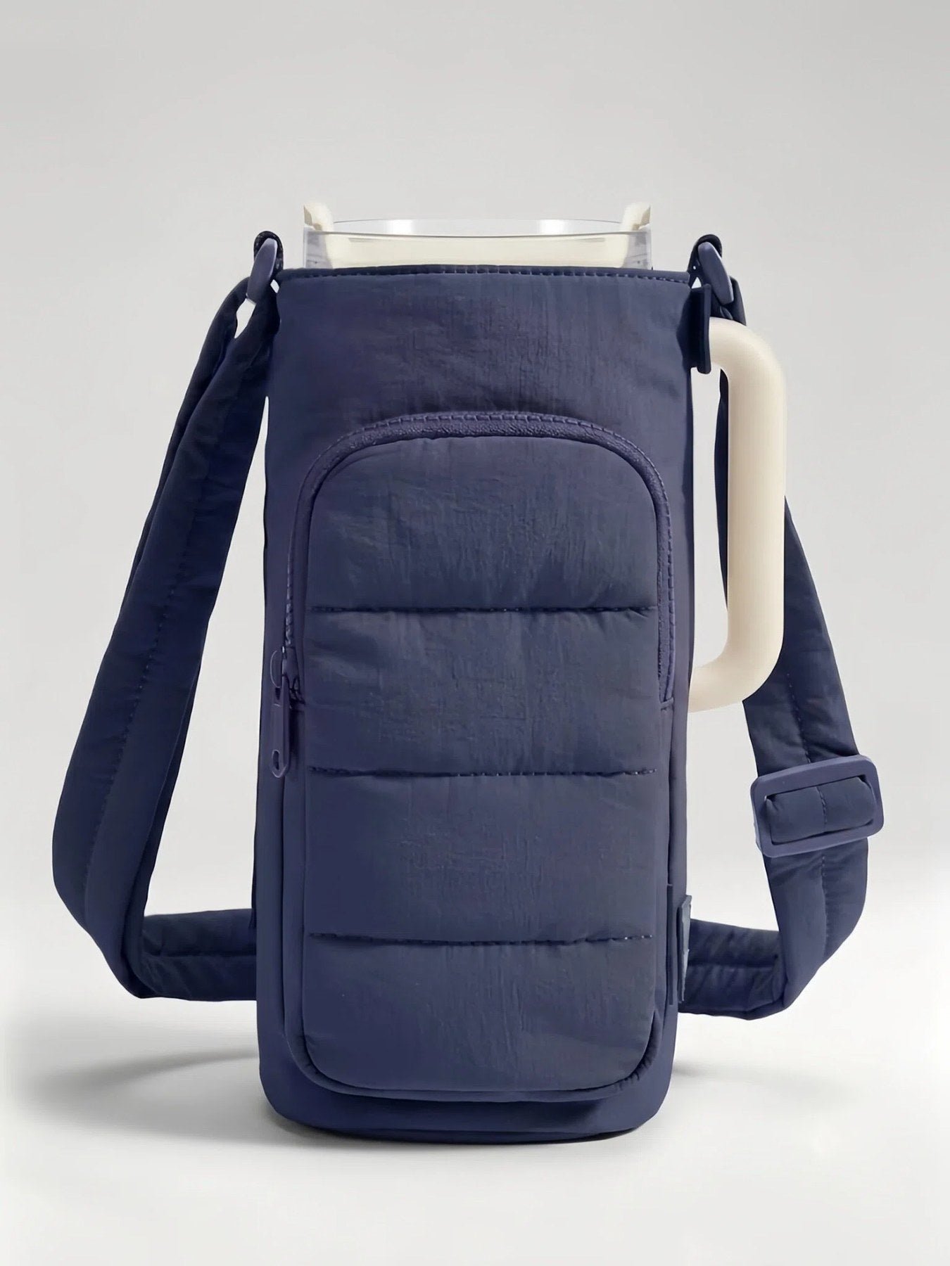 Flexvibe Puffer Water Bottle Crossbody Bag | Lightweight Tumbler Carrier Sling Bag for Women - Navy