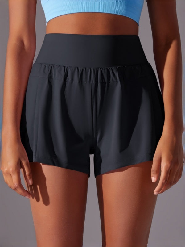 Flexvibe Stretchy Double-Layer Athletic Shorts - High-Waisted Breathable Tennis Yoga