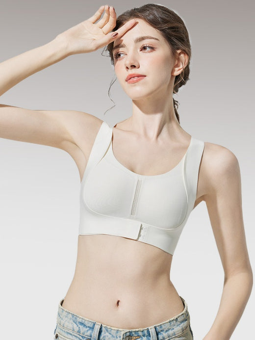 Flexvibe Wirefree Racerback Sports Bra | Front Closure, No-Wire Comfort Bra for Women
