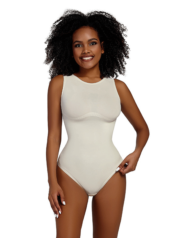 Flexvibe Button-Up Crew Neck Bodysuit S-3XL - Soft Stretchy Versatile