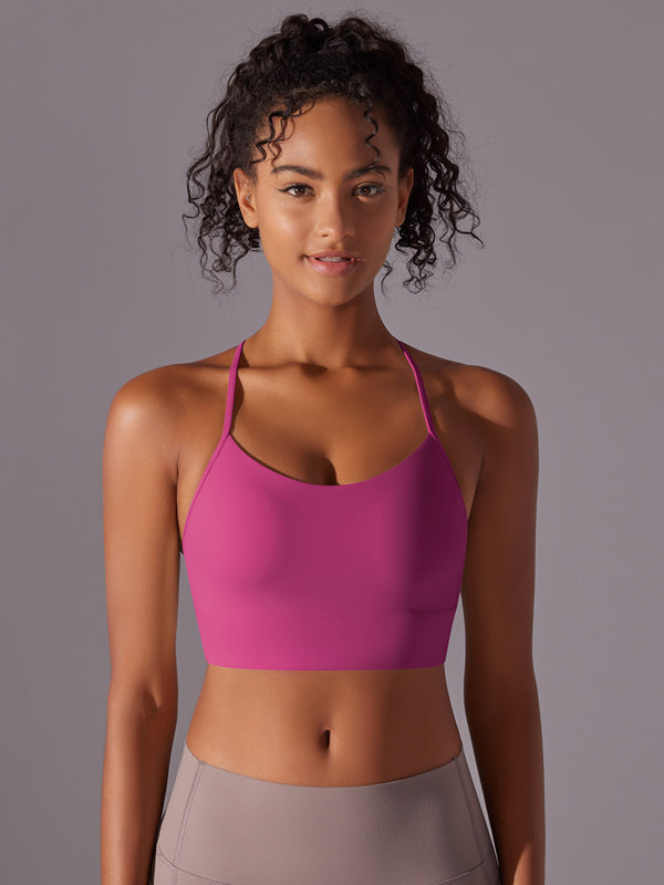 Flexvibe Double-Sided Brushed Yoga Bra Y-Back Fixed Cup Skin-Friendly