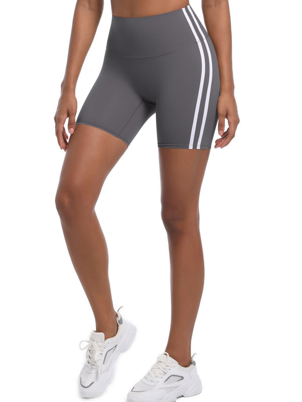 Flexvibe Striped High-Waisted Workout Shorts - Stretchy Breathable 3-Inch Yoga Bottoms