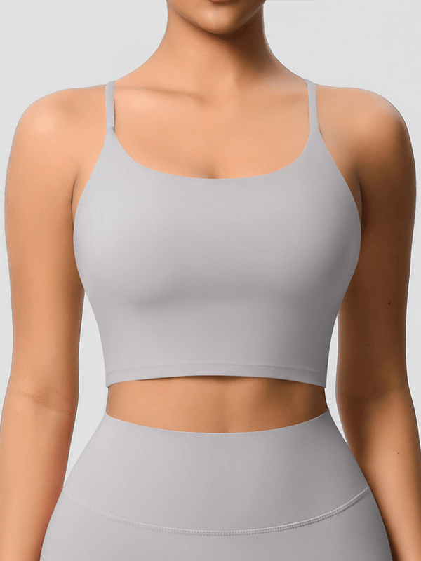 Flexvibe Double-Sided Fleece Thin-Strap Sports Bra - Abdominal Shaping Gym Yoga