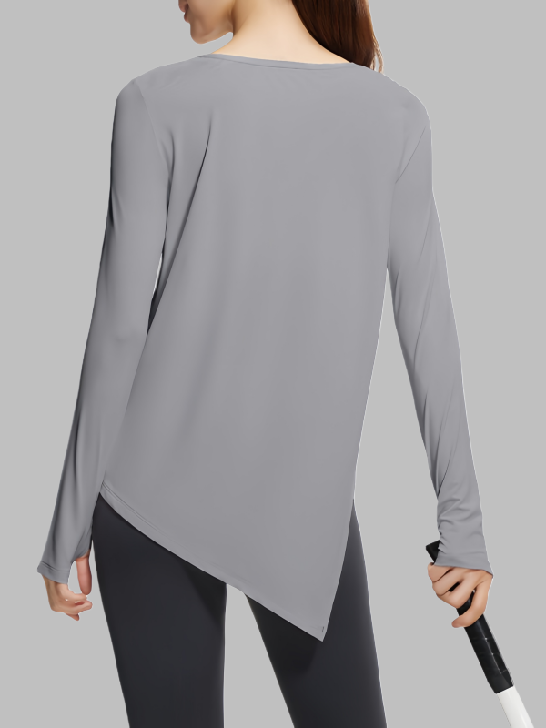 Flexvibe Ice Silk Yoga Hoodie Split Hem Thumb Loop Breathable Slim Fit Long Sleeve