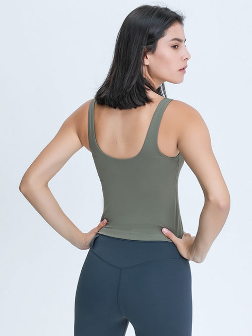 Flexvibe workout tank side view for gym-to-street, with soft stretch and gym-to-street