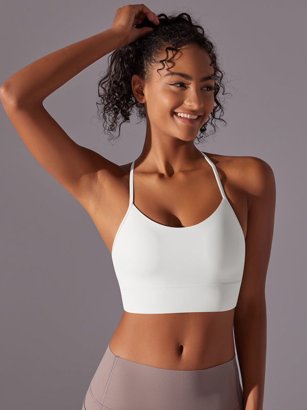 Flexvibe Double-Sided Brushed Yoga Bra Y-Back Fixed Cup Skin-Friendly