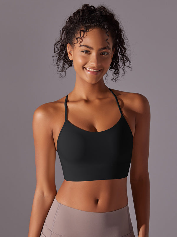 Flexvibe Double-Sided Brushed Yoga Bra Y-Back Fixed Cup Skin-Friendly