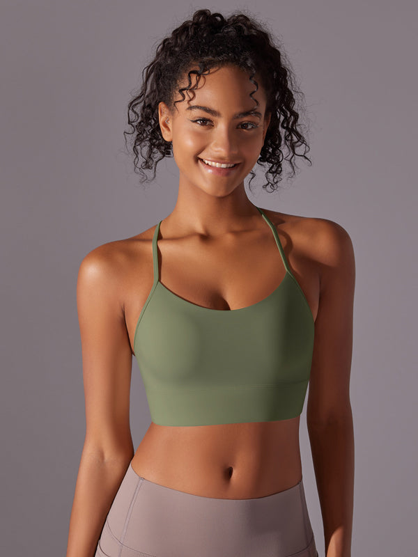 Flexvibe Double-Sided Brushed Yoga Bra Y-Back Fixed Cup Skin-Friendly