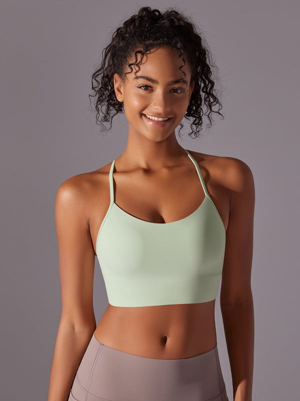 Flexvibe Double-Sided Brushed Yoga Bra Y-Back Fixed Cup Skin-Friendly