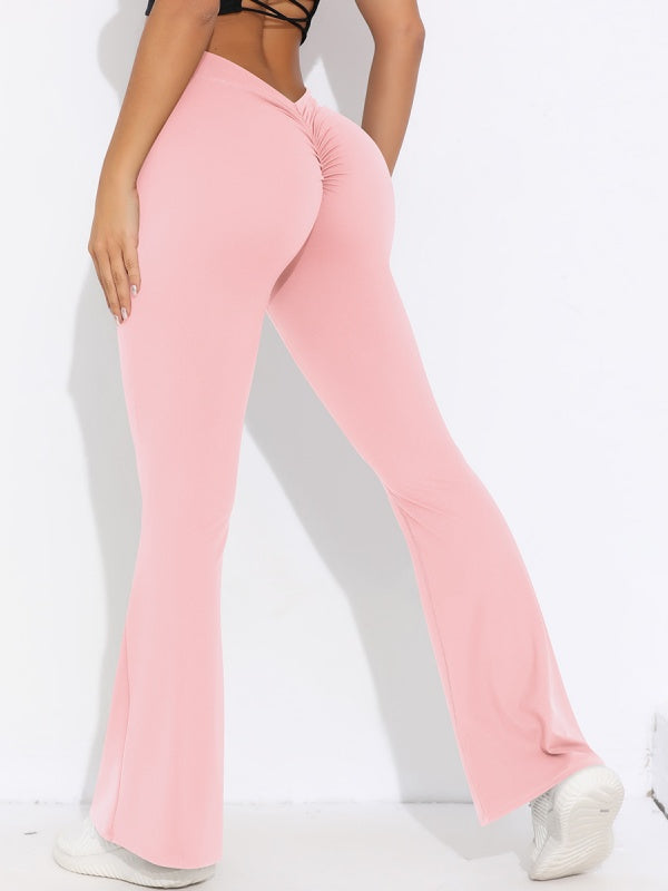 Flexvibe High Waisted V-Waist Butt Lifting Yoga Pants - Wide Leg Cropped 4-Way Stretch