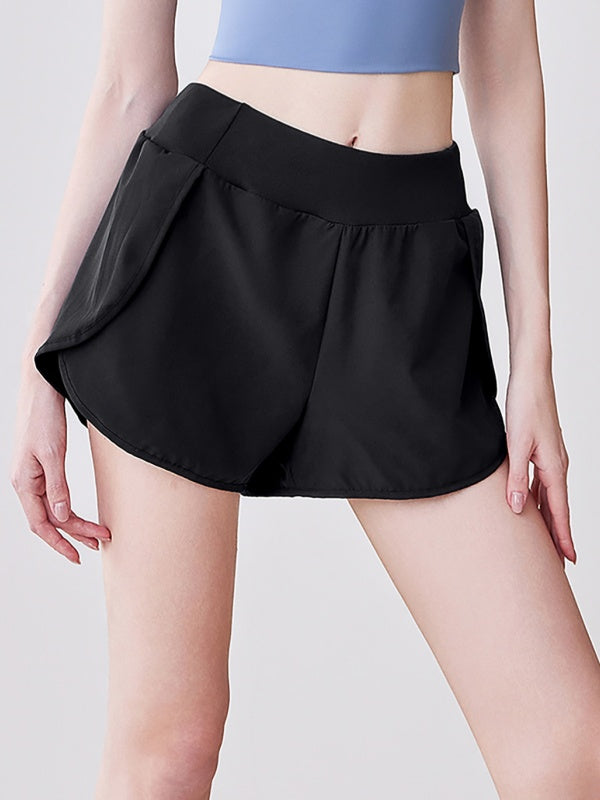 Flexvibe Two-Piece Quick-Dry Athletic Shorts - High-Waisted Anti-Chafing Gym Yoga
