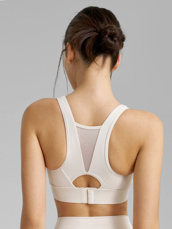 Flexvibe Shockproof High Support Mesh Panel Sports Bra - Removable Pads Breathable S-3XL