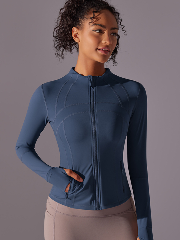Flexvibe Stretchy Breathable Yoga Jacket - Stand-Up Collar Zipper Versatile Athletic Outerwear