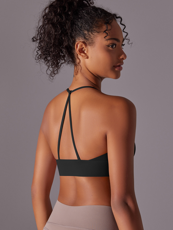 Flexvibe Double-Sided Nylon Sports Bra Cross Back Fixed Cup High Elastic