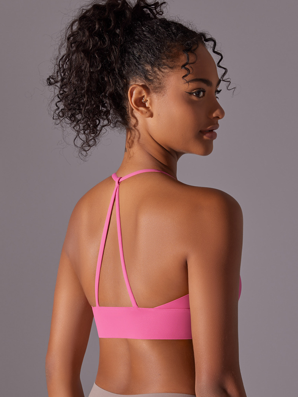 Flexvibe Double-Sided Nylon Sports Bra Cross Back Fixed Cup High Elastic
