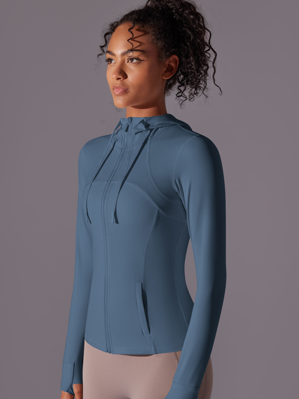 Flexvibe Zipper Pocket Hooded Sports Jacket - Breathable Slim-Fit Versatile Athletic Outerwear