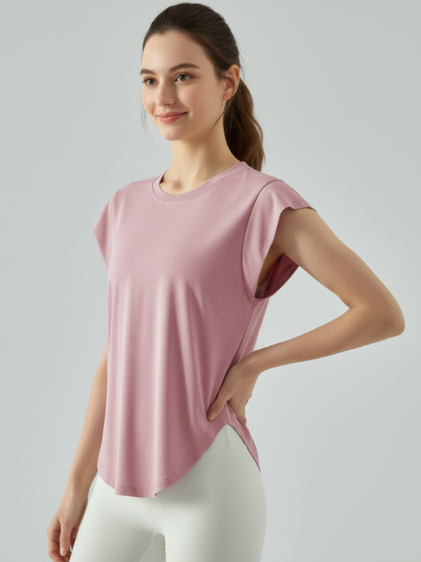 Flexvibe Women’s Gym Casual Sports Tee - Modal Loose Fit Shoulder Covering Breathable