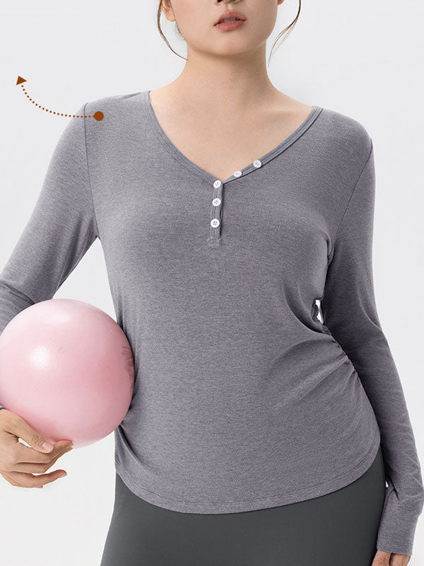 Flexvibe Plus-Size Long-Sleeve Yoga Cardigan - V-Neck High Elastic Daily Pilates