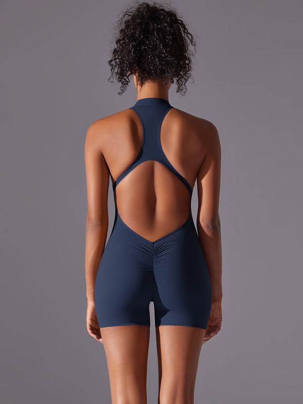 Flexvibe Sports Backless Bodysuit - Stretchy Breathable Moisture-Wicking Workout Wear