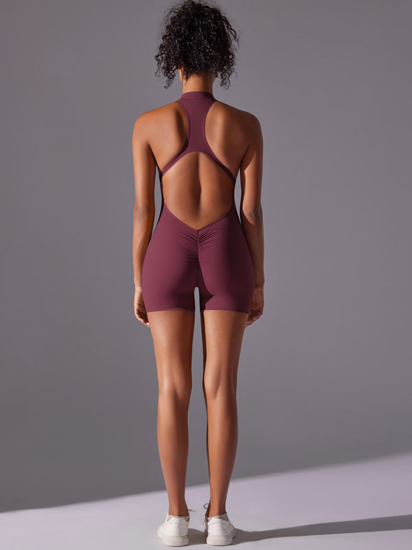 Flexvibe Sports Backless Bodysuit - Stretchy Breathable Moisture-Wicking Workout Wear