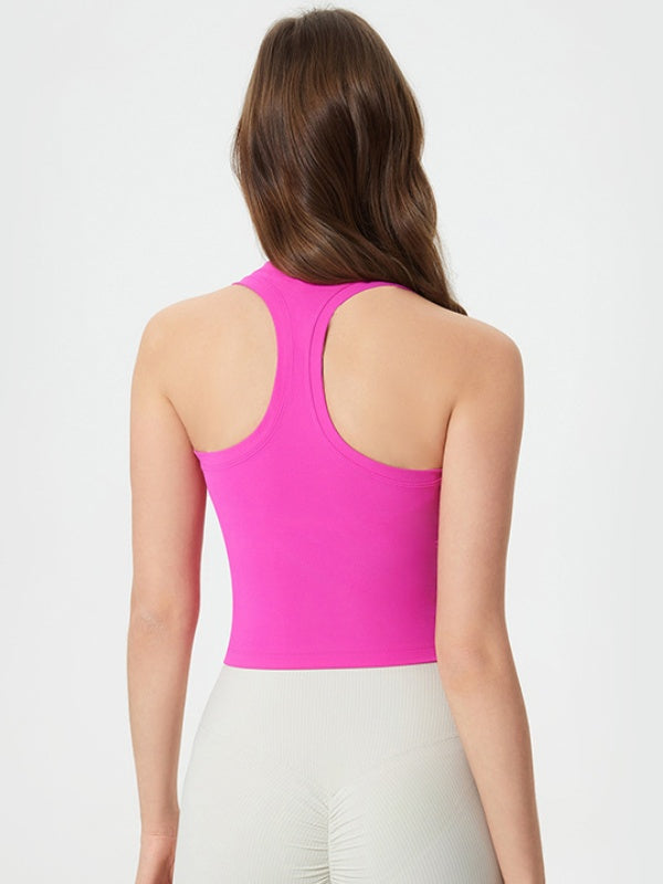 Flexvibe Women’s High Elastic Racerback Tank - Seamless U-neck Yoga Fitness Top with Bra