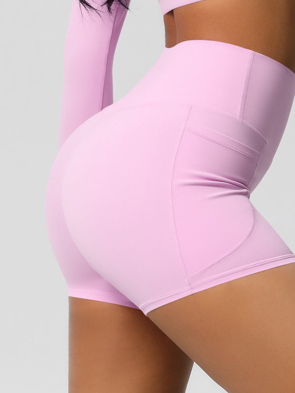 Flexvibe High-Waisted Brushed Yoga Shorts with Pockets - Tummy Control Butt Lifting Gym