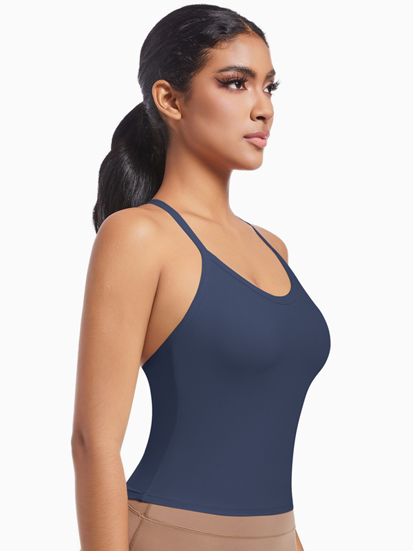 Flexvibe High Support Nylon Bra Crisscross Back Fixed Pad for Gym Run Yoga