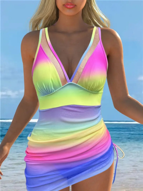 Flexvibe High-Waisted Tummy Control One-Piece - Elastic Slimming Beach Vacation Swimsuit