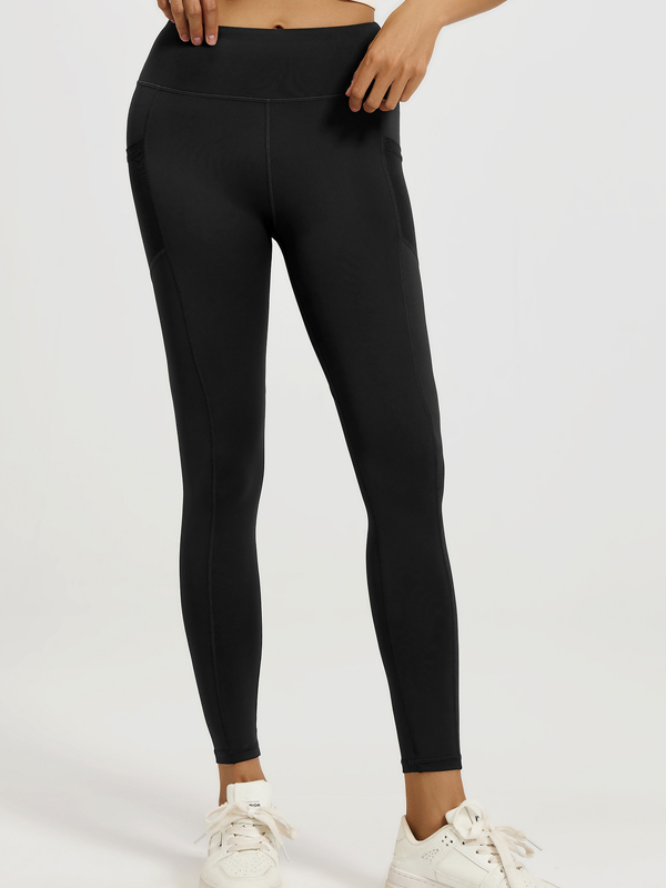 Flexvibe Women's High Waist Yoga Capris - Two Semi-Transparent Side Pockets Barely-There Fit