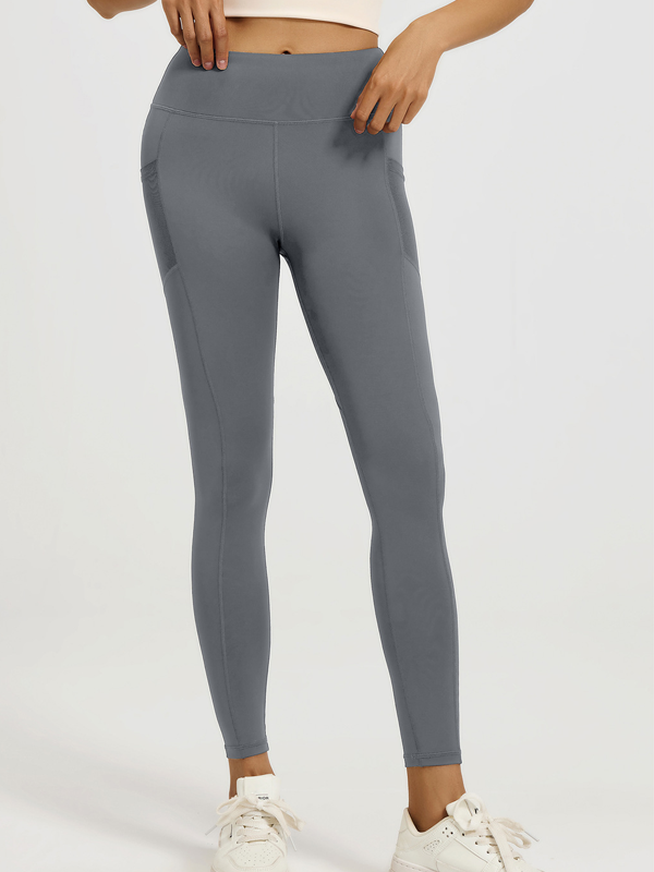 Flexvibe Women's High Waist Yoga Capris - Two Semi-Transparent Side Pockets Barely-There Fit