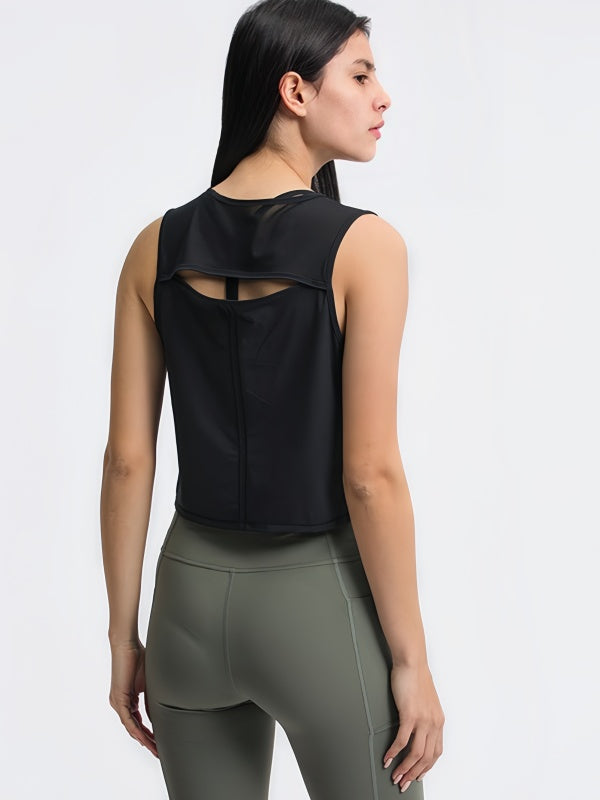 Flexvibe Sleeveless Cropped Tank Top - Breathable Moisture-Wicking Yoga Gym Workout Top