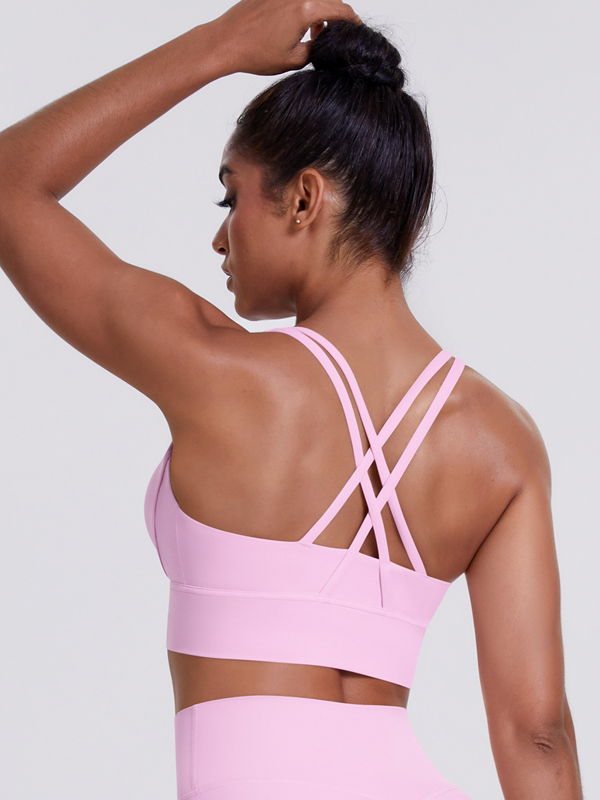Flexvibe Brushed Cross Back Sports Bra High Support Breathable Removable Pads