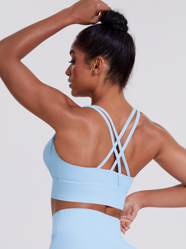 Flexvibe Brushed Cross Back Sports Bra High Support Breathable Removable Pads