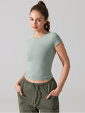 Flexvibe Quick Dry Sports Tee Crew Neck Fitted Waist High Elastic Slim Fit