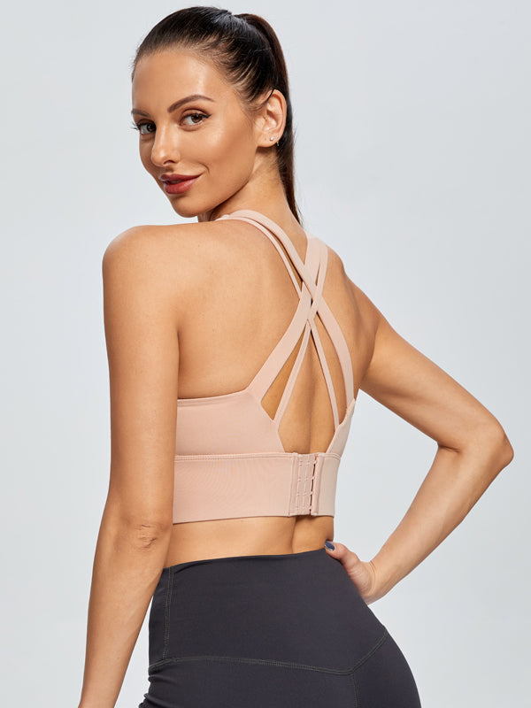 Flexvibe Tank Style Push Up Bra Crisscross Back Anti-Bounce for Gym Run
