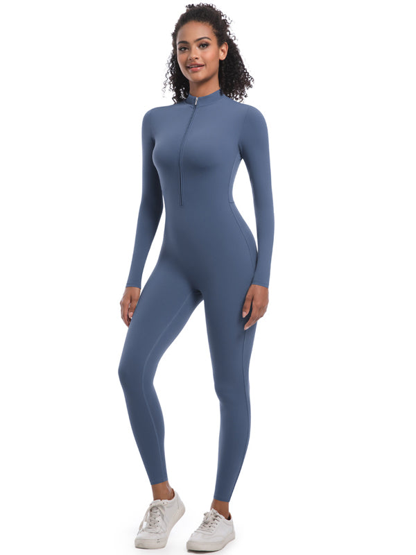 Flexvibe Women’s Yoga Pilates Bodysuit - Half-Zip Slim-Fit Breathable Athletic Wear