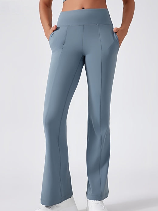 Flexvibe High Waisted Wide Leg Flared Yoga Pants | Jacquard Fabric, Pockets, Tummy Control, 4 Colors, XS–XL