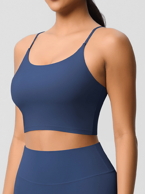 Flexvibe Double-Sided Fleece Thin-Strap Sports Bra - Abdominal Shaping Gym Yoga