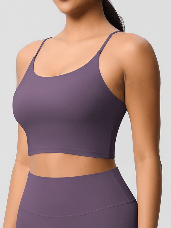 Flexvibe Double-Sided Fleece Thin-Strap Sports Bra - Abdominal Shaping Gym Yoga
