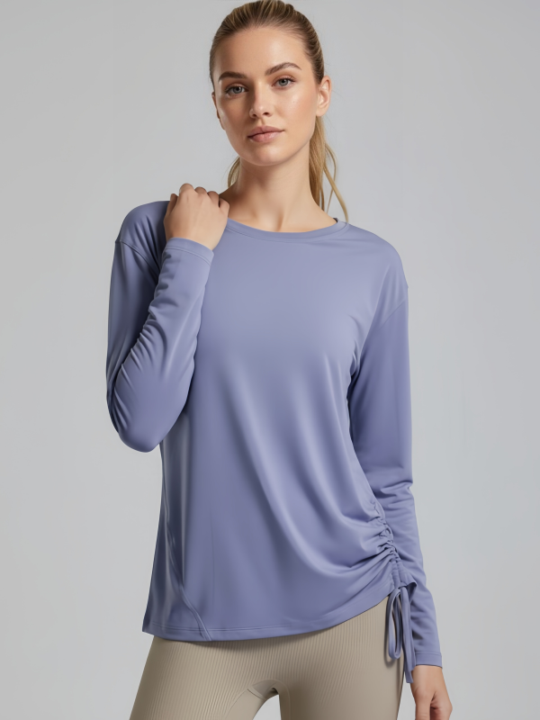 Flexvibe Drawstring Quick Dry Sports Top - S-5XL Breathable Long Sleeve Slim Loose Fit
