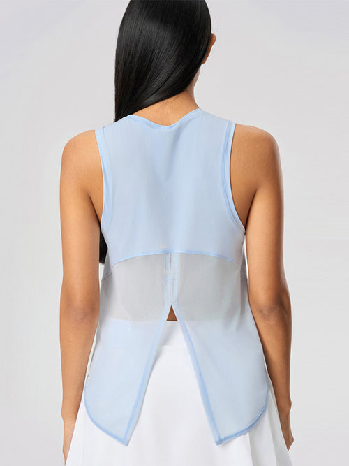 Flexvibe workout tank side view for gym-to-street, with soft stretch and gym-to-street