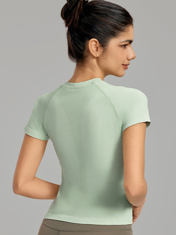 Flexvibe Women’s Gym Slim Fit T-Shirt - Barely-There Seamless Waist Cinching Sweat-Absorbing