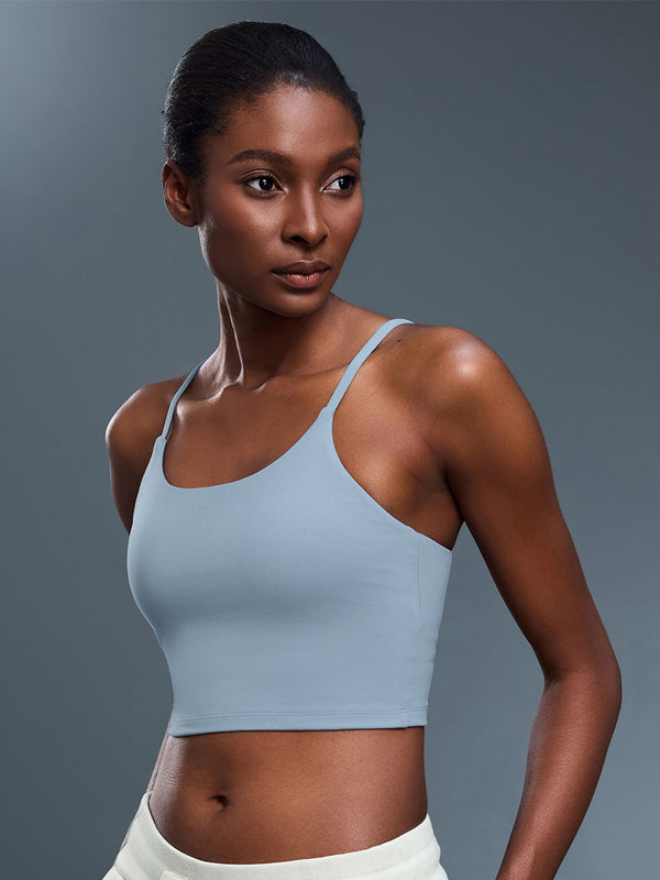 Flexvibe Backless Shockproof Sports Bra - Thin Straps Padded Cups High Elastic