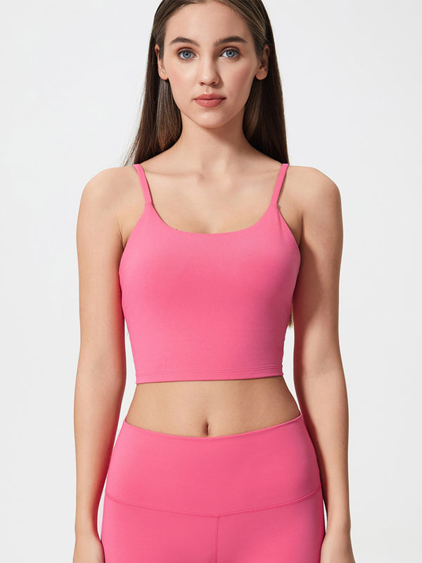 Flexvibe Backless Shockproof Sports Bra - Thin Straps Padded Cups High Elastic