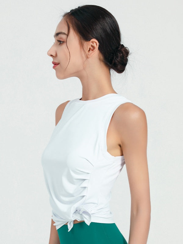 Flexvibe Ruched Waist Tank Top Quick Dry Breathable Sleeveless Gym Wear
